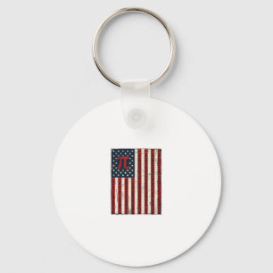 Vintage Pi American Flag Math Teacher Shirt Design Key Ring