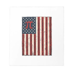 Vintage Pi American Flag Math Teacher Shirt Design Notepad