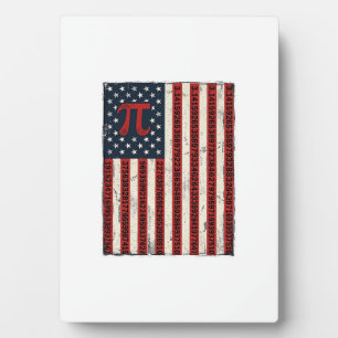 Vintage Pi American Flag Math Teacher Shirt Design Plaque