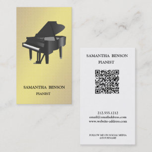  Vintage Pianist Musician Music Teacher QR Code  Business Card