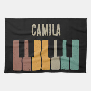 Vintage  Piano Keyboard Personalised Musician's Tea Towel