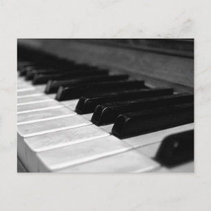 Vintage Piano Keys; Black and White Postcard