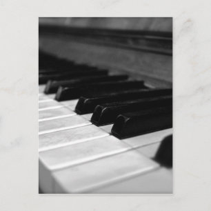 Vintage Piano Keys; Black and White Postcard