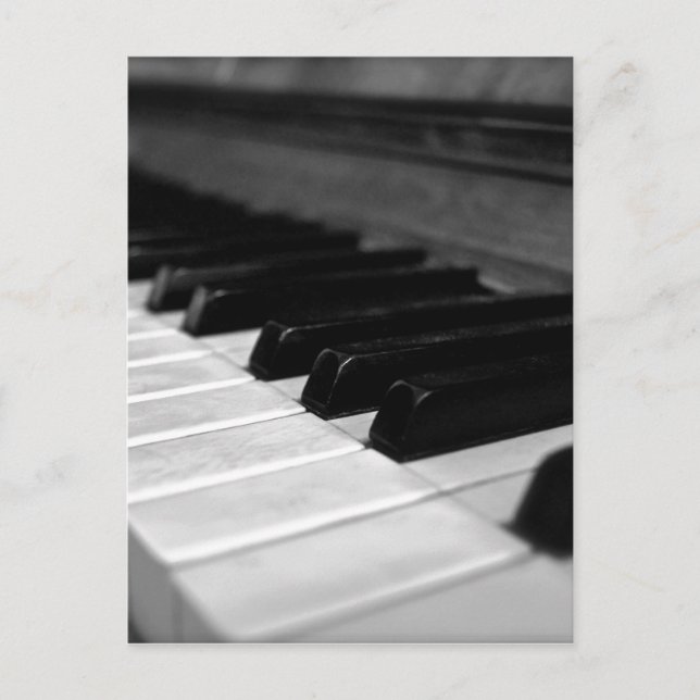 Vintage Piano Keys; Black and White Postcard (Front)