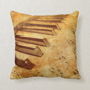 Vintage Piano Keys Decorative Pillow