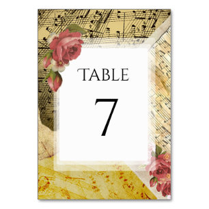 Vintage Piano Sheet Music, Musical Notes Wedding Table Number