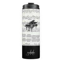 Vintage Piano with Sheet Music Monogram Black