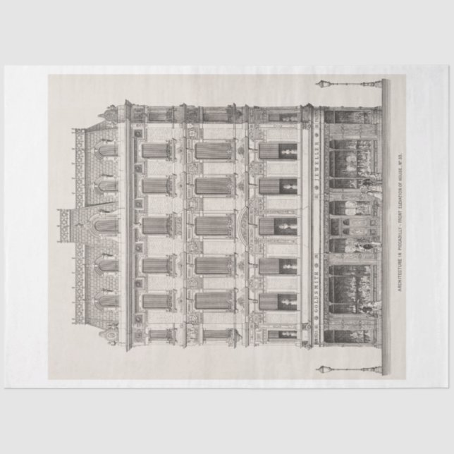 Vintage Piccadilly London Architecture Decoupage Tissue Paper (Front)