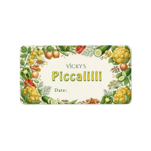 Vintage Piccalilli Preserve Label Botanical Pick