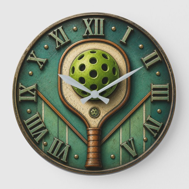 Vintage Pickleball Paddle  Large Clock (Front)