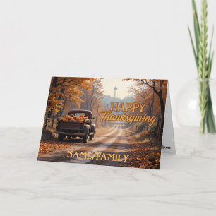 Vintage Pickup Truck – Autumn Harvest Holiday Card