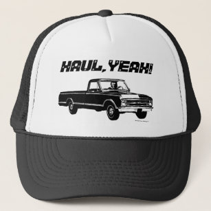 Vintage Pickup Truck Haul Yeah Custom Text - Black Trucker Hat