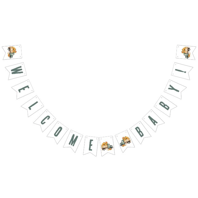 Vintage Pickup Truck Pumpkins Baby Shower Bunting (All)