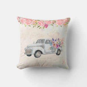 Vintage Pickup Truck Rustic Watercolor Cushion