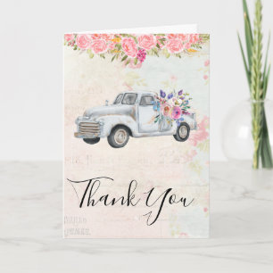 Vintage Pickup Truck Rustic Watercolor Thank You Card