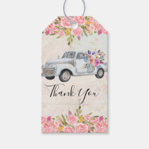 Vintage Pickup Truck Rustic Watercolor Thank You Gift Tags