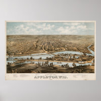 Vintage Pictorial Map of Appleton WI (1874)