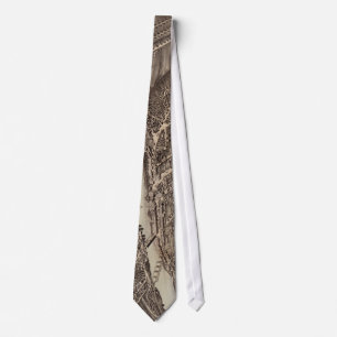 Vintage Pictorial Map of Augusta Maine (1878) Tie