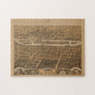 Vintage Pictorial Map of Batavia IL (1869) Jigsaw Puzzle