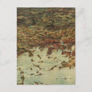 Vintage Pictorial Map of Boston (1905) Postcard