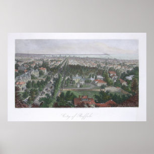Vintage Pictorial Map of Buffalo NY (1872) Poster