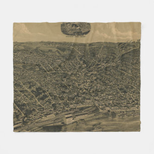 Vintage Pictorial Map of Burlington Iowa (1889) Fleece Blanket