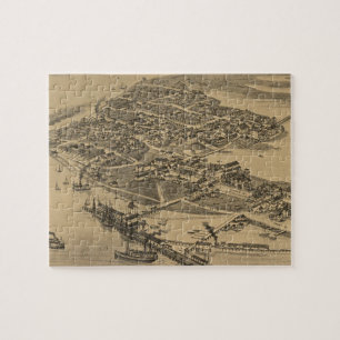 Vintage Pictorial Map of Cedar Key FL (1884) Jigsaw Puzzle