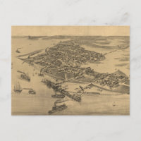 Vintage Pictorial Map of Cedar Key FL (1884)