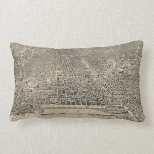 Vintage Pictorial Map of Chicago (1916) Lumbar Cushion