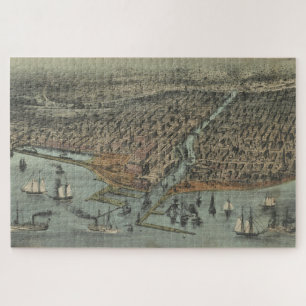 Vintage Pictorial Map of Chicago IL (1907) Jigsaw Puzzle