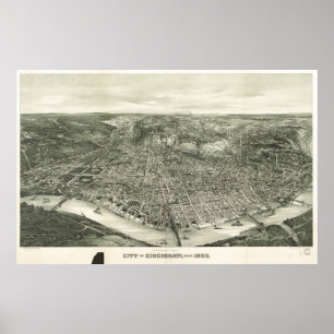 Vintage Pictorial Map of Cincinnati (1900) Poster