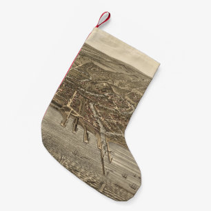 Vintage Pictorial Map of Cleveland (1877) Small Christmas Stocking