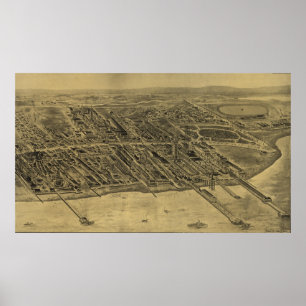 Vintage Pictorial Map of Coney Island (1906) Poster