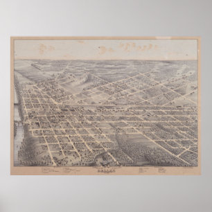 Vintage Pictorial Map of Dallas Texas (1872) Poster