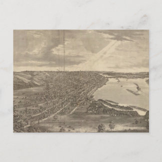 Vintage Pictorial Map of Davenport Iowa (1875) Postcard