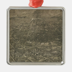 Vintage Pictorial Map of Denver Colorado (1887) Metal Ornament