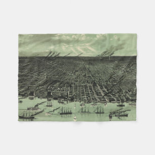 Vintage Pictorial Map of Detroit Michigan (1889) Fleece Blanket
