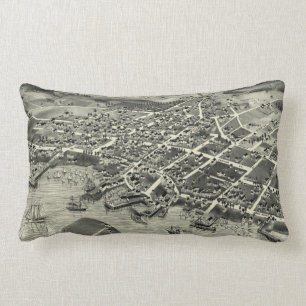 Vintage Pictorial Map of Edgartown MA (1886) Lumbar Cushion