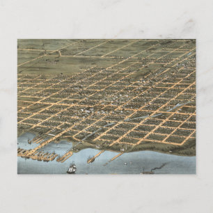 Vintage Pictorial Map of Erie Pennsylvania (1870) Postcard