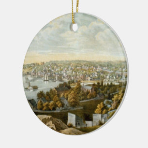 Vintage Pictorial Map of Georgetown (1855) Ceramic Tree Decoration