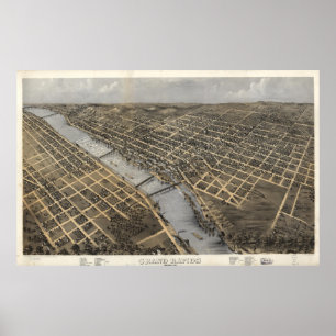 Vintage Pictorial Map of Grand Rapids (1868) Poster