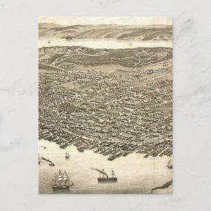 Vintage Pictorial Map of Halifax (1879) Postcard