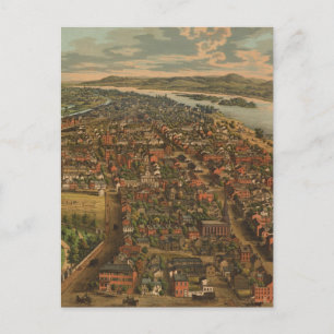 Vintage Pictorial Map of Harrisburg PA (1855) Postcard
