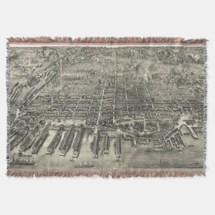 Vintage Pictorial Map of Hoboken NJ (1904) Throw Blanket