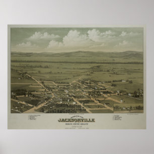 Vintage Pictorial Map of Jacksonville OR (1883) Poster