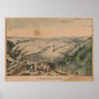 Vintage Pictorial Map of Jerusalem Israel (1846)