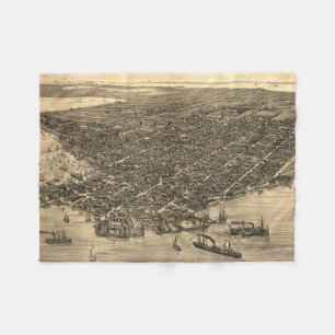 Vintage Pictorial Map of Key West FL (1884) Fleece Blanket