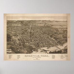 Vintage Pictorial Map of Knoxville (1886) Poster
