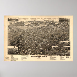 Vintage Pictorial Map of Leadville CO (1882) Poster