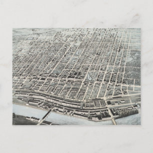 Vintage Pictorial Map of Manchester NH (1876) Postcard